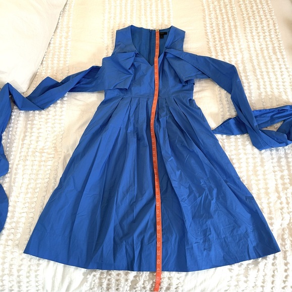 J. Crew Women’s Cotton Poplin Blue Faux Wrap Midi Dress Sz 4 - Picture 12 of 15